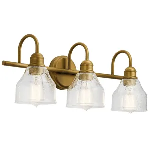 Avery 24 In 3-Lights Bathroom Vanity Light With Clear Fluted Glass, Gold Finish