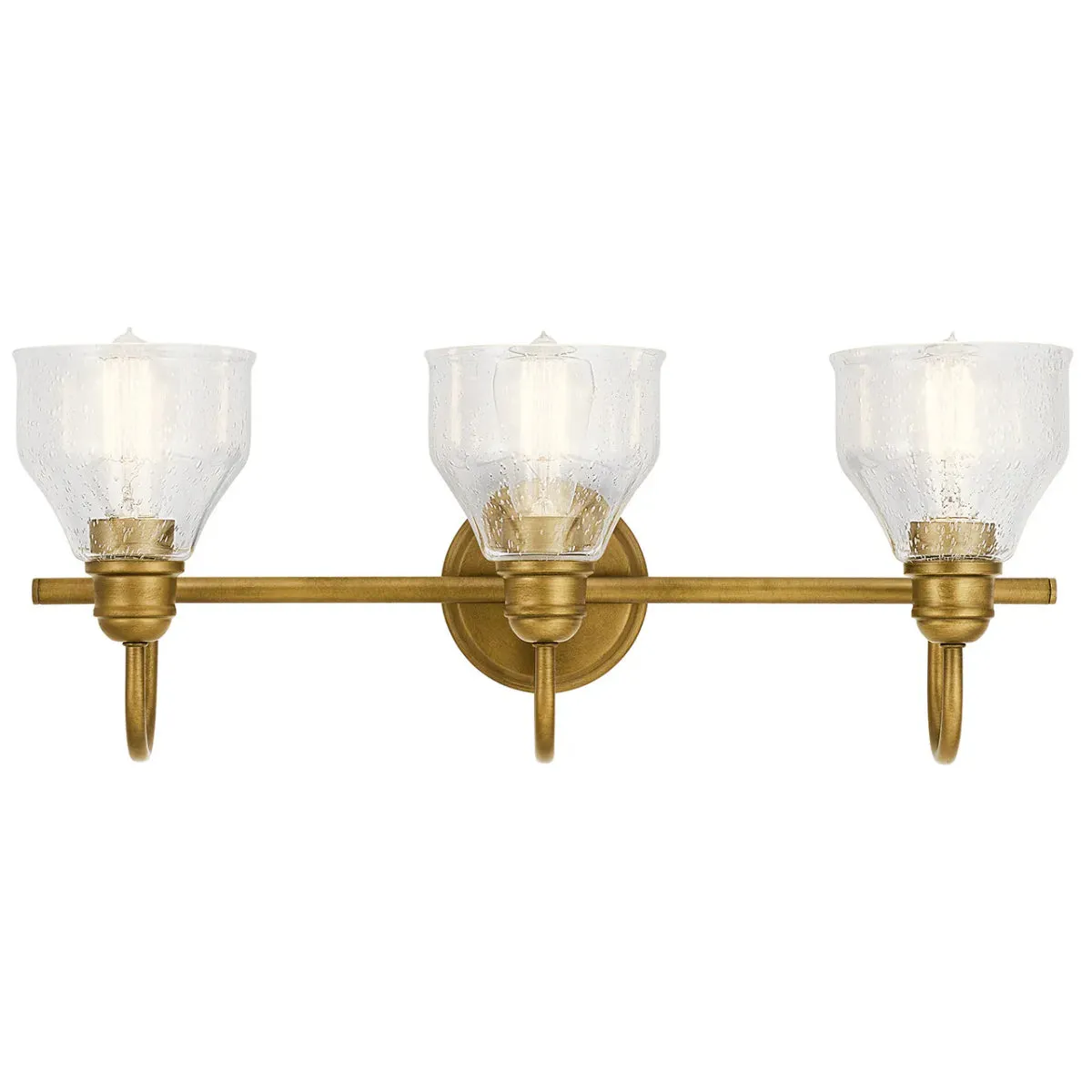 Avery 24 In 3-Lights Bathroom Vanity Light With Clear Fluted Glass, Gold Finish