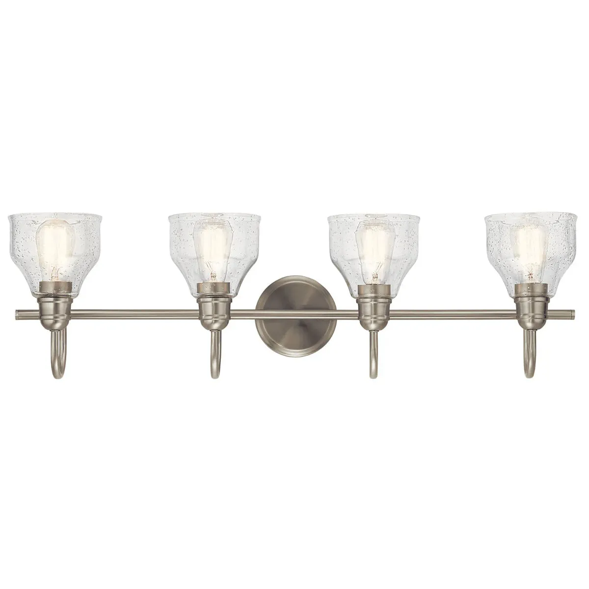 Avery 34 In 4-Lights Bathroom Vanity Light With Clear Fluted Glass, Brushed Nickel Finish