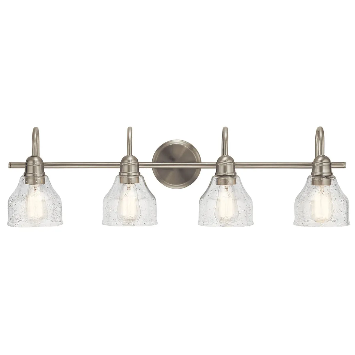 Avery 34 In 4-Lights Bathroom Vanity Light With Clear Fluted Glass, Brushed Nickel Finish