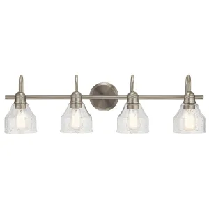 Avery 34 In 4-Lights Bathroom Vanity Light With Clear Fluted Glass, Brushed Nickel Finish