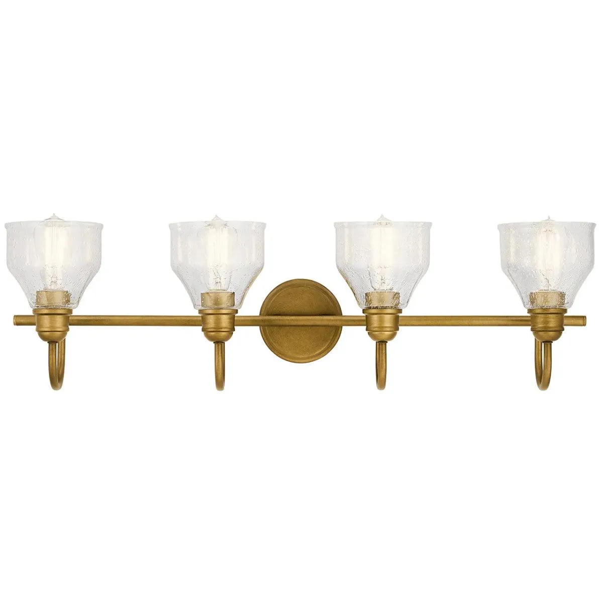 Avery 34 In 4-Lights Bathroom Vanity Light With Clear Fluted Glass, Gold Finish