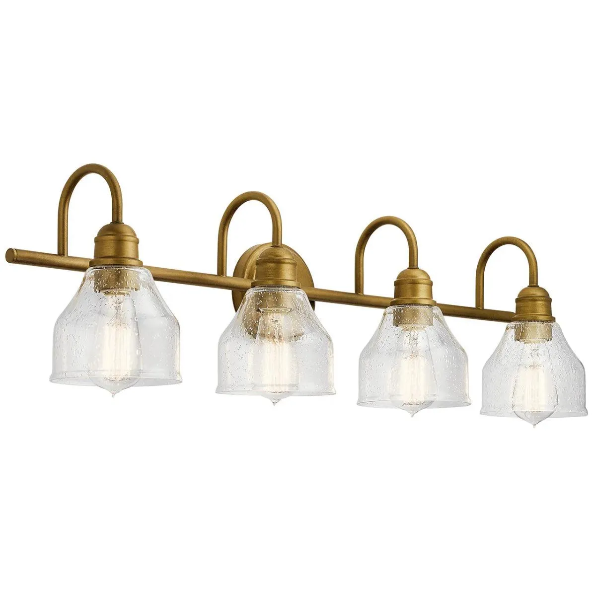 Avery 34 In 4-Lights Bathroom Vanity Light With Clear Fluted Glass, Gold Finish