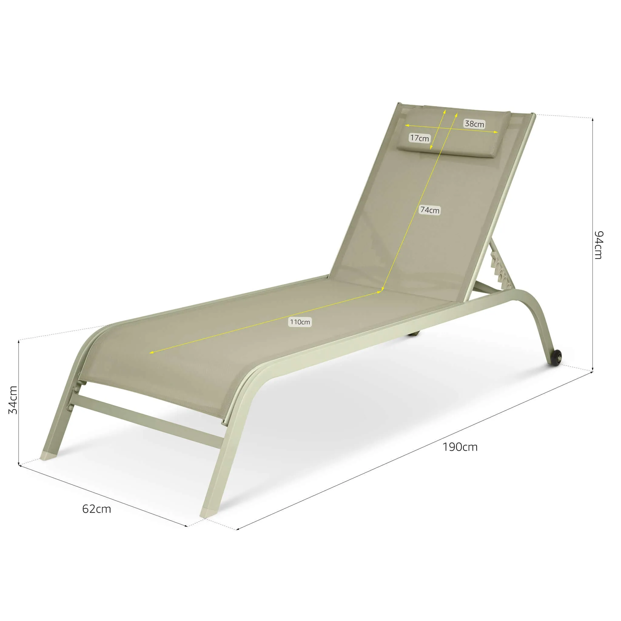 Bali Metal Sun Lounger Sage Green Set of 2