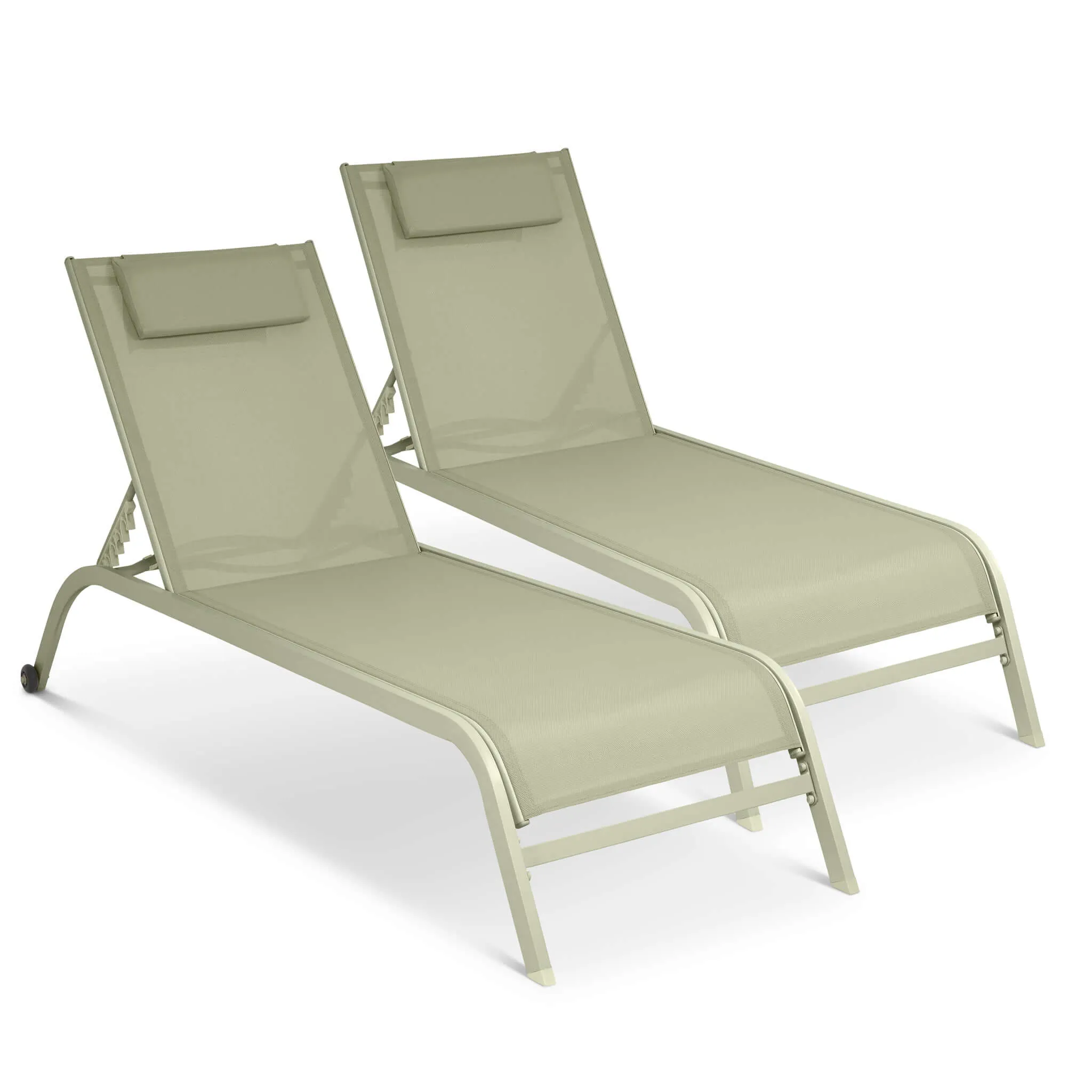 Bali Metal Sun Lounger Sage Green Set of 2