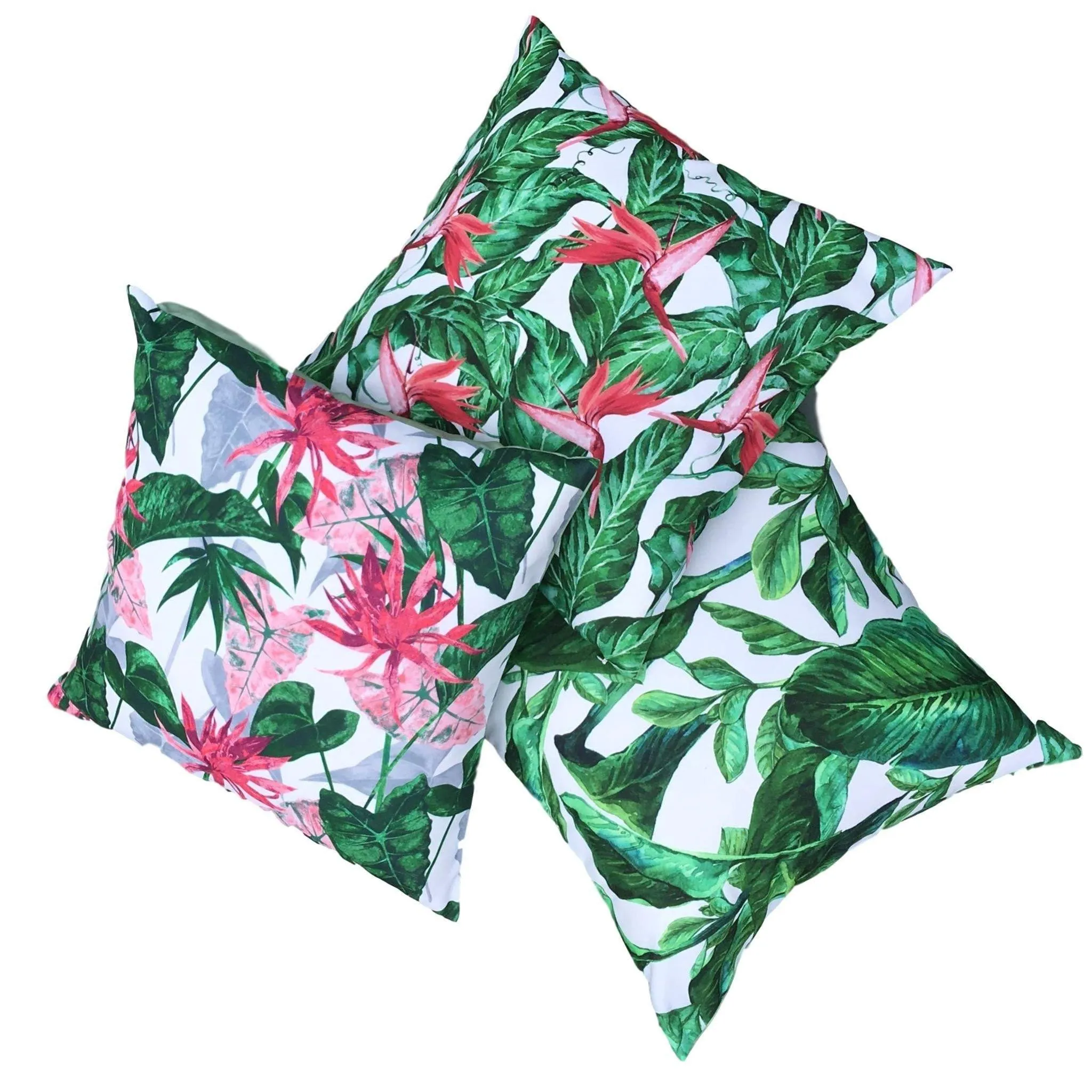 Bird of Paradise Water Resistant Garden Cushion Cover - Garden Scatter Pillow Cover Tropical Jungle Rainforest