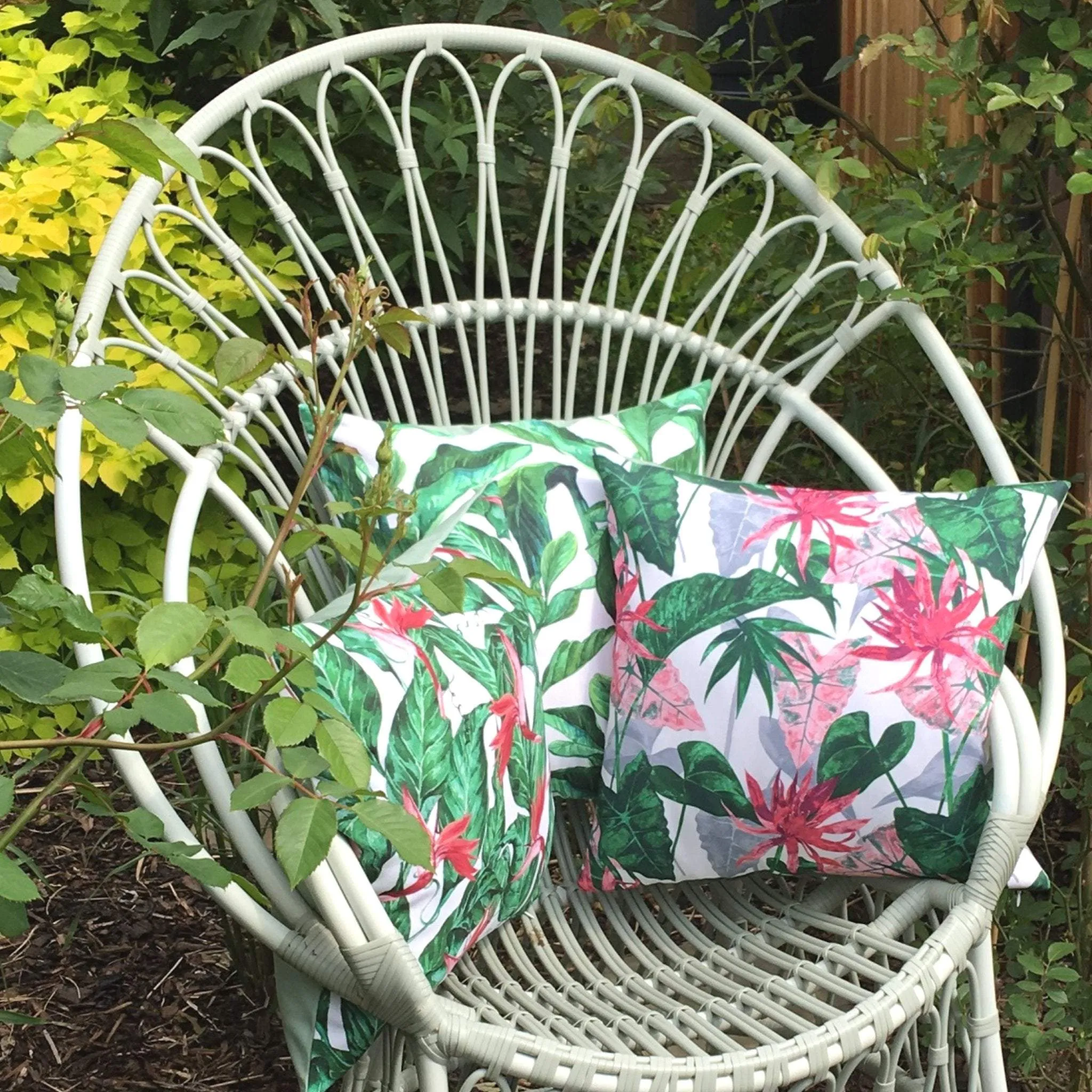 Bird of Paradise Water Resistant Garden Cushion Cover - Garden Scatter Pillow Cover Tropical Jungle Rainforest