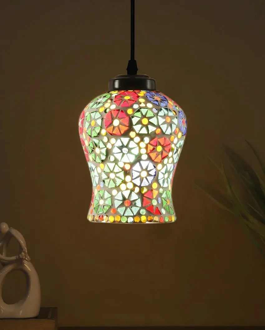 Blossoms Mosaic Glass Hanging Lamp | 4.5 x 20 inches