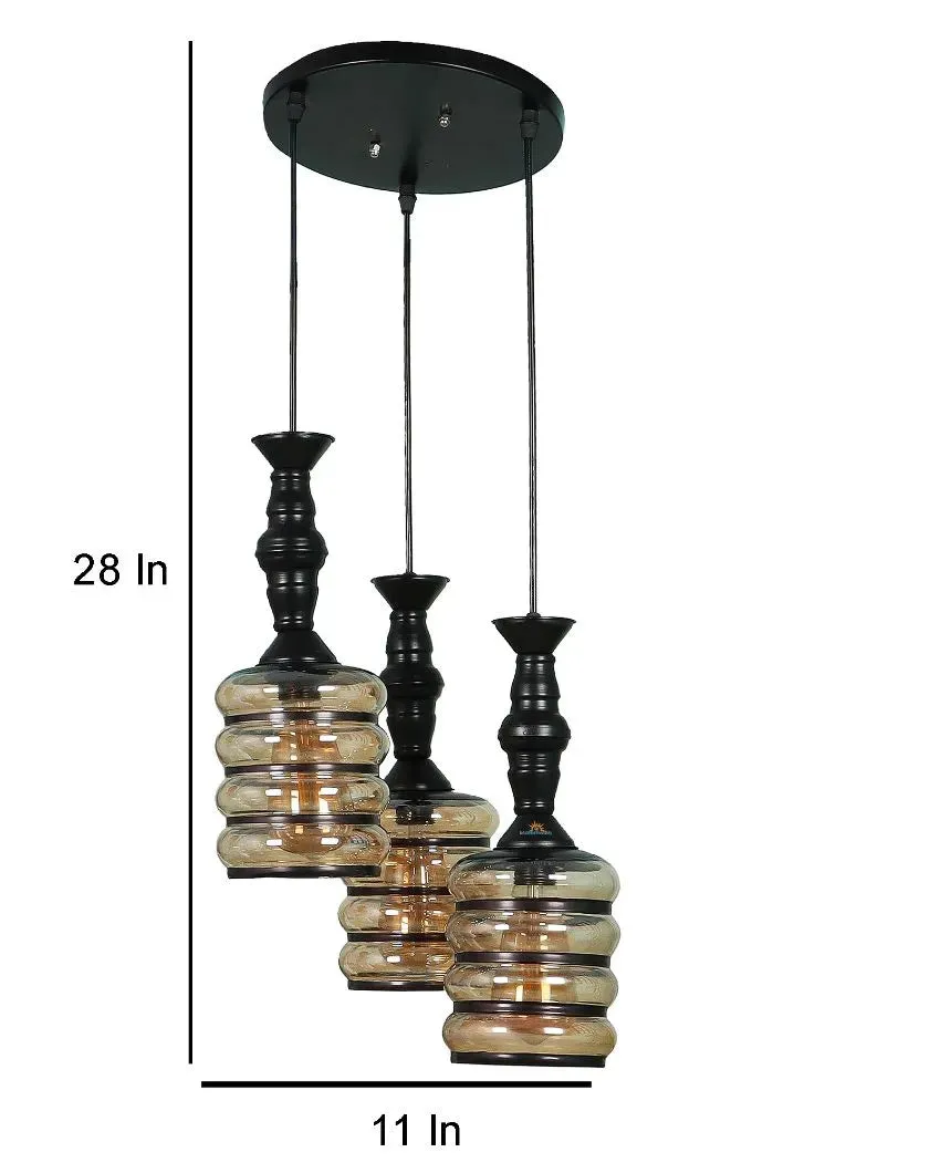 Bottle Shape Black Hanging With Glass Ceiling Lamp