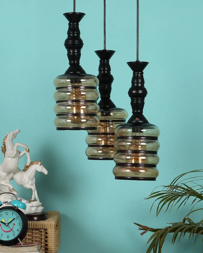 Bottle Shape Black Hanging With Glass Ceiling Lamp