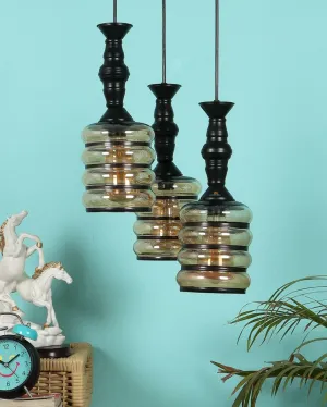 Bottle Shape Black Hanging With Glass Ceiling Lamp