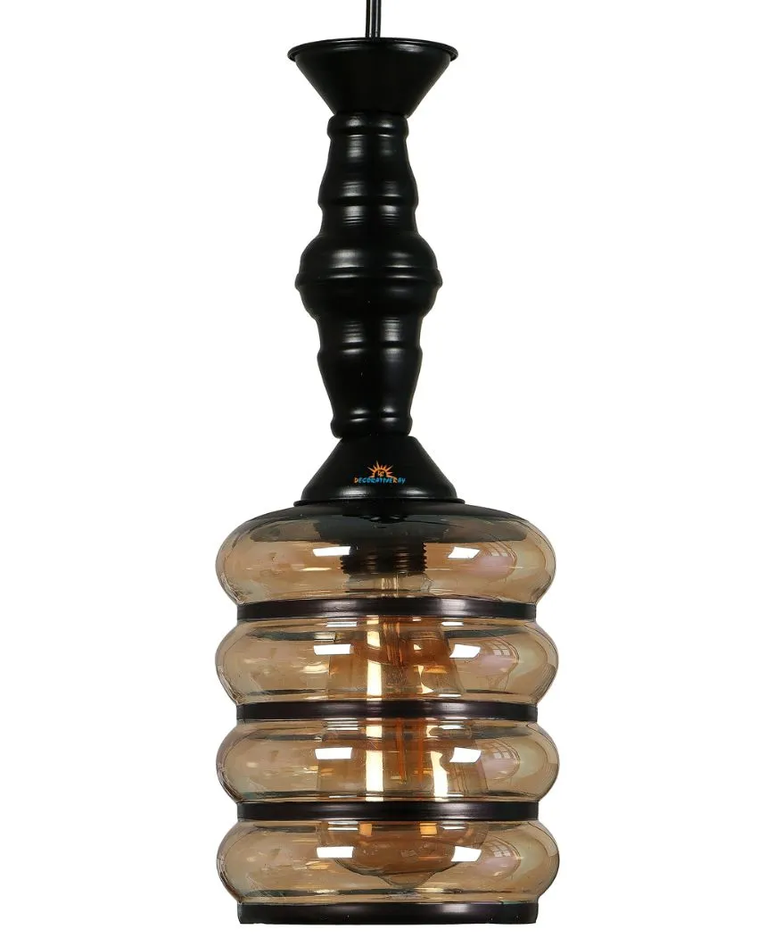 Bottle Shape Black Hanging With Glass Ceiling Lamp