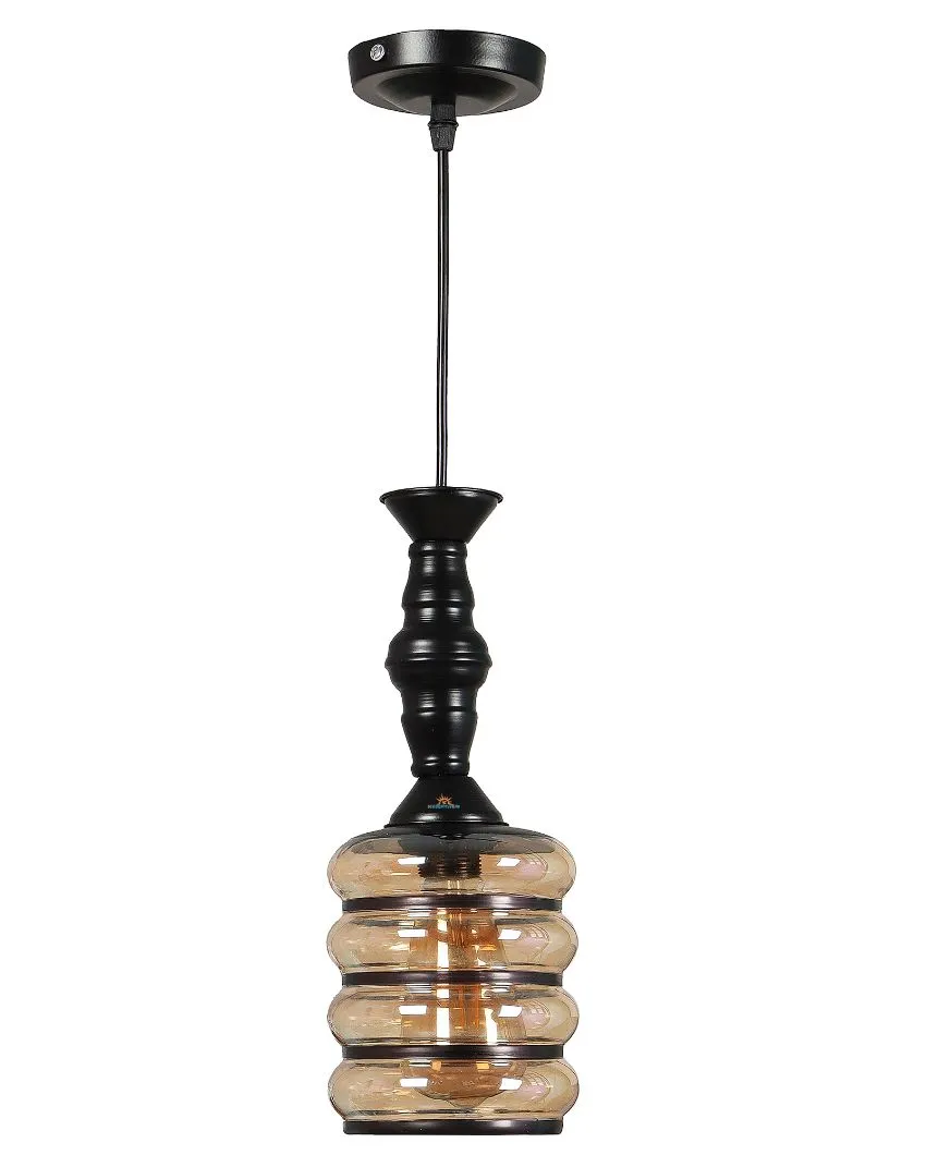 Bottle Shape Black Hanging With Glass Ceiling Lamp