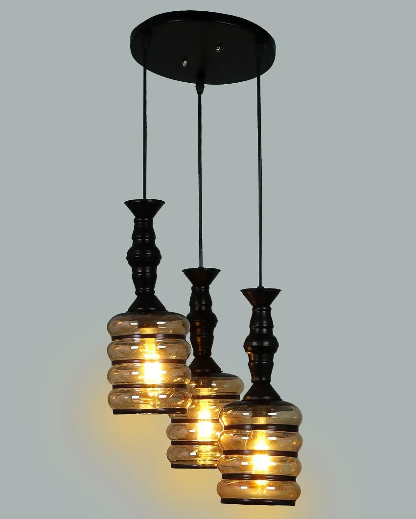 Bottle Shape Black Hanging With Glass Ceiling Lamp