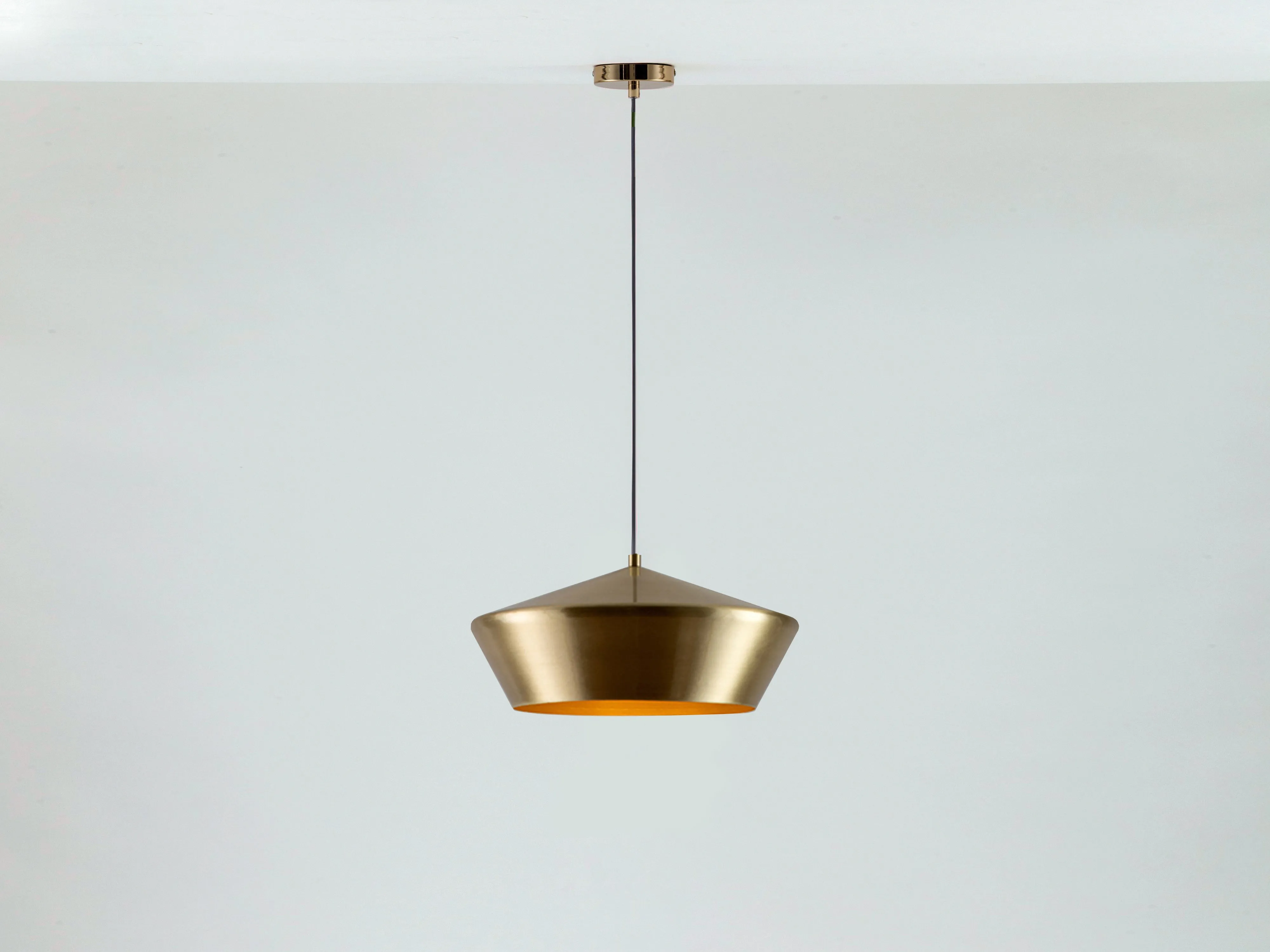 Brass wide metal diner pendant