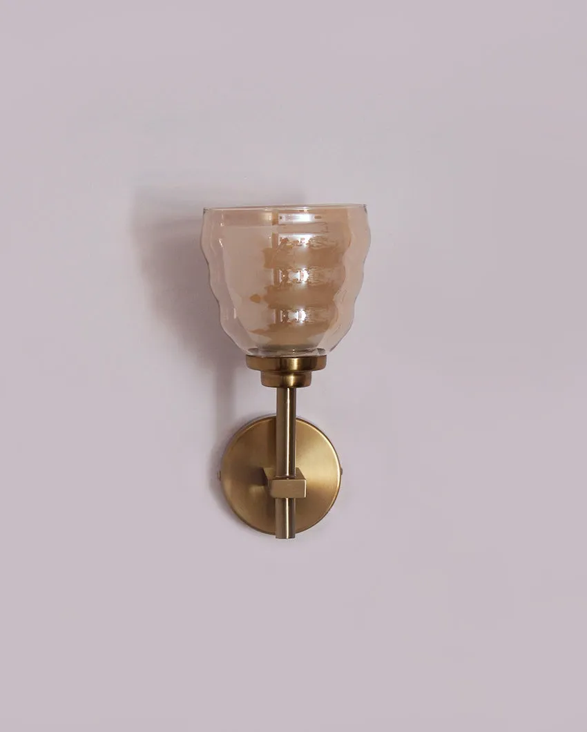 Classic Golden Metal Wall Light with Antique Brass Finish | 4 x 4 x 10 inches