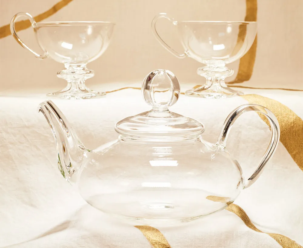 Clear Glass Low Teapot, 22cm