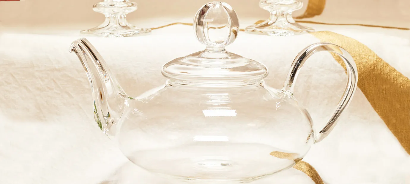 Clear Glass Low Teapot, 22cm