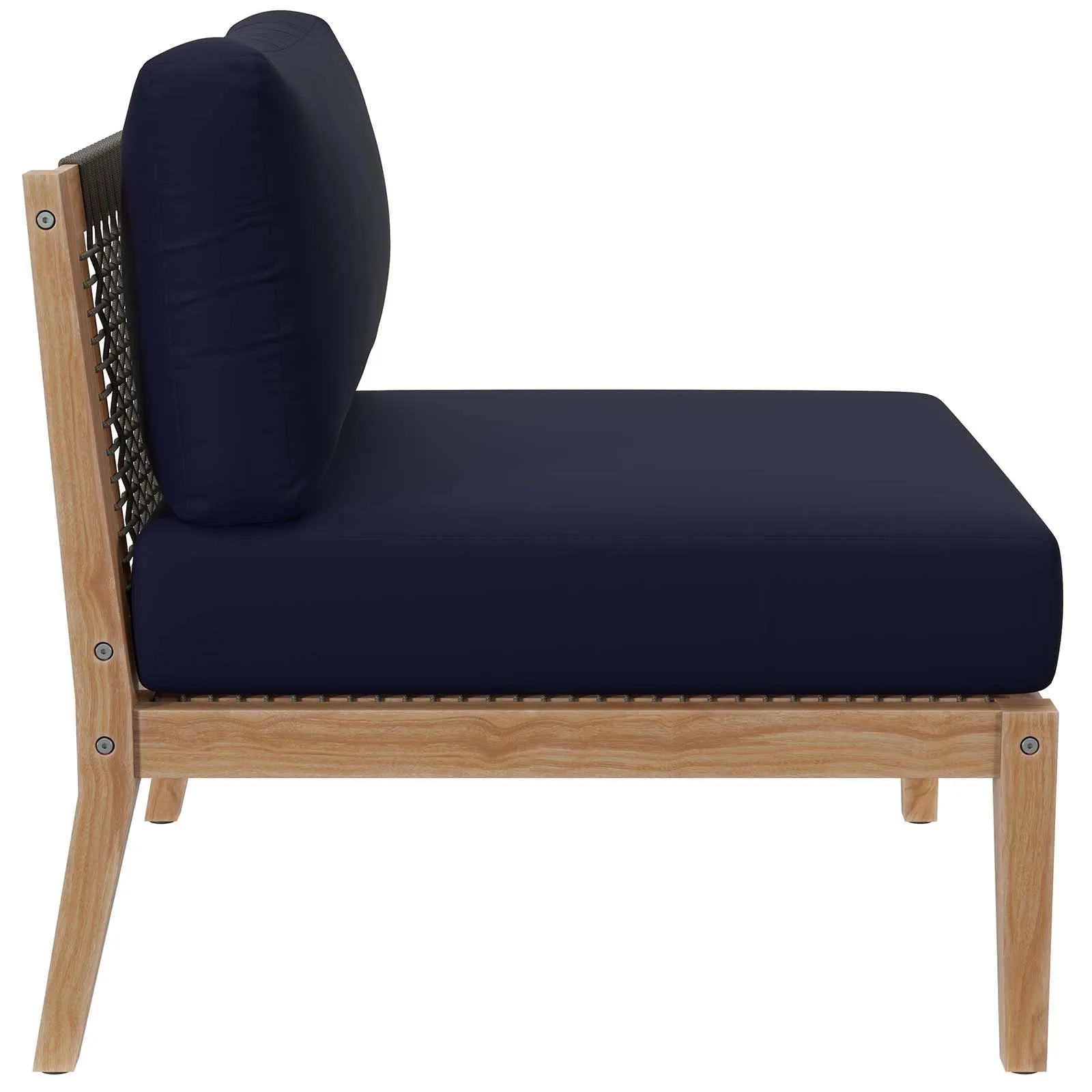 Clearwater Outdoor Patio Teak Wood Armless Chair Gray Navy EEI-5856-GRY-NAV