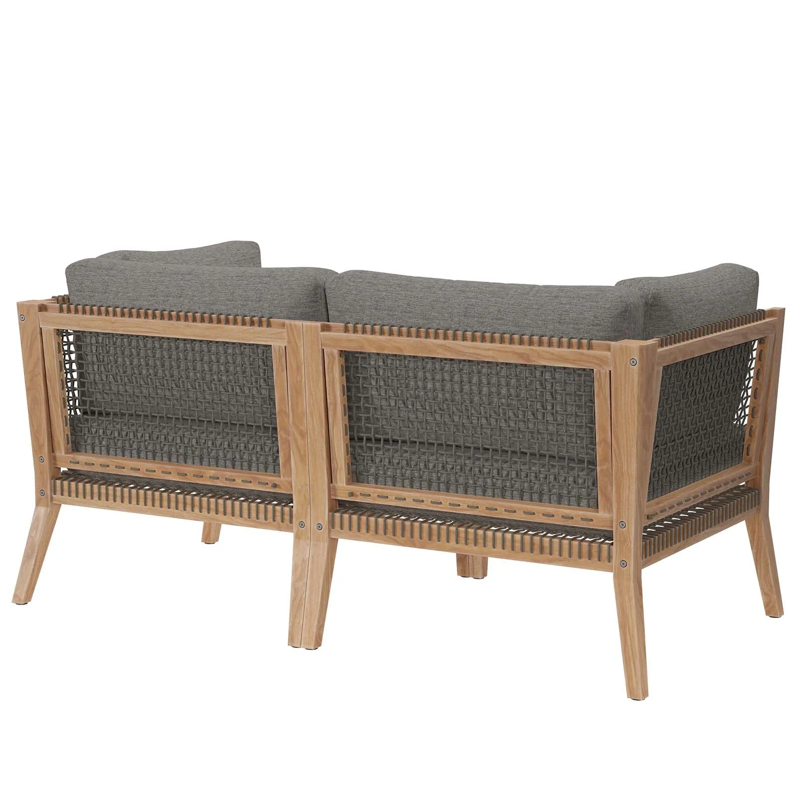 Clearwater Outdoor Patio Teak Wood Loveseat Gray Graphite EEI-6119-GRY-GPH