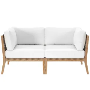 Clearwater Outdoor Patio Teak Wood Loveseat Gray White EEI-6119-GRY-WHI