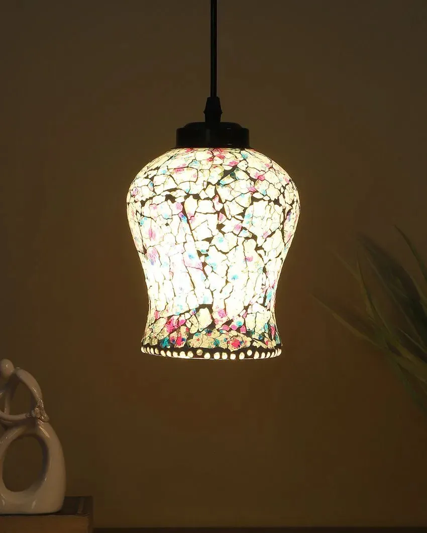 Colorful Crystal Stone Design Mosaic Glass Hanging Lamp | 4.5 x 20 inches