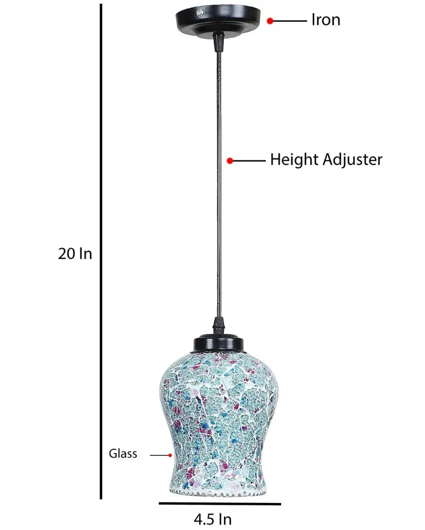 Colorful Crystal Stone Design Mosaic Glass Hanging Lamp | 4.5 x 20 inches