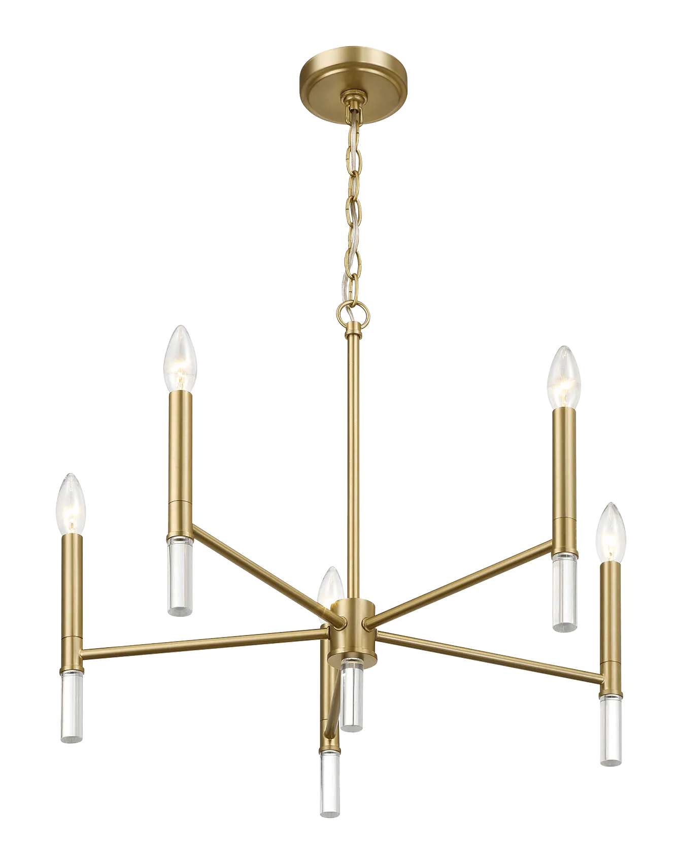 Courtyard Five Light Golden Brass Candle Light Chandelier 24"W × 17.75"H