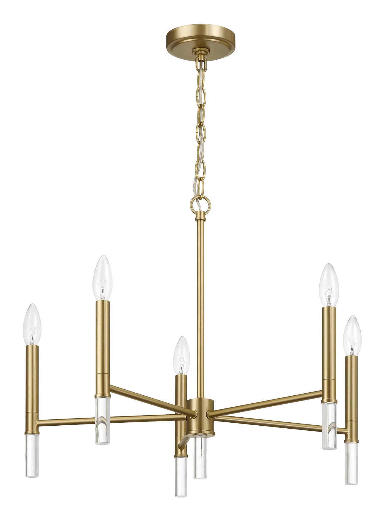 Courtyard Five Light Golden Brass Candle Light Chandelier 24"W × 17.75"H