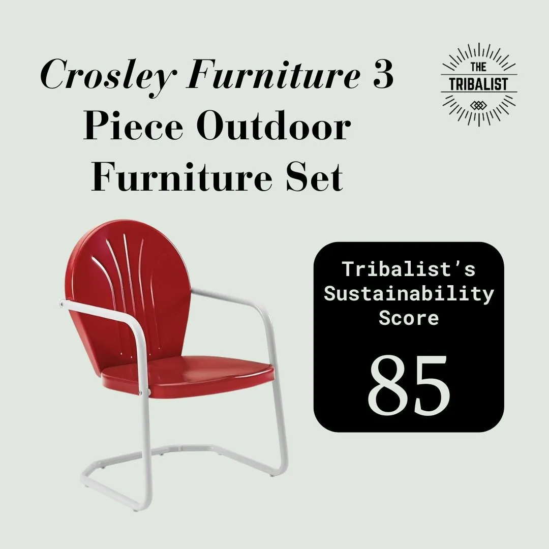 Crosley Furniture: Retro Metal Outdoor Bistro Set with Table and 2 Chairs