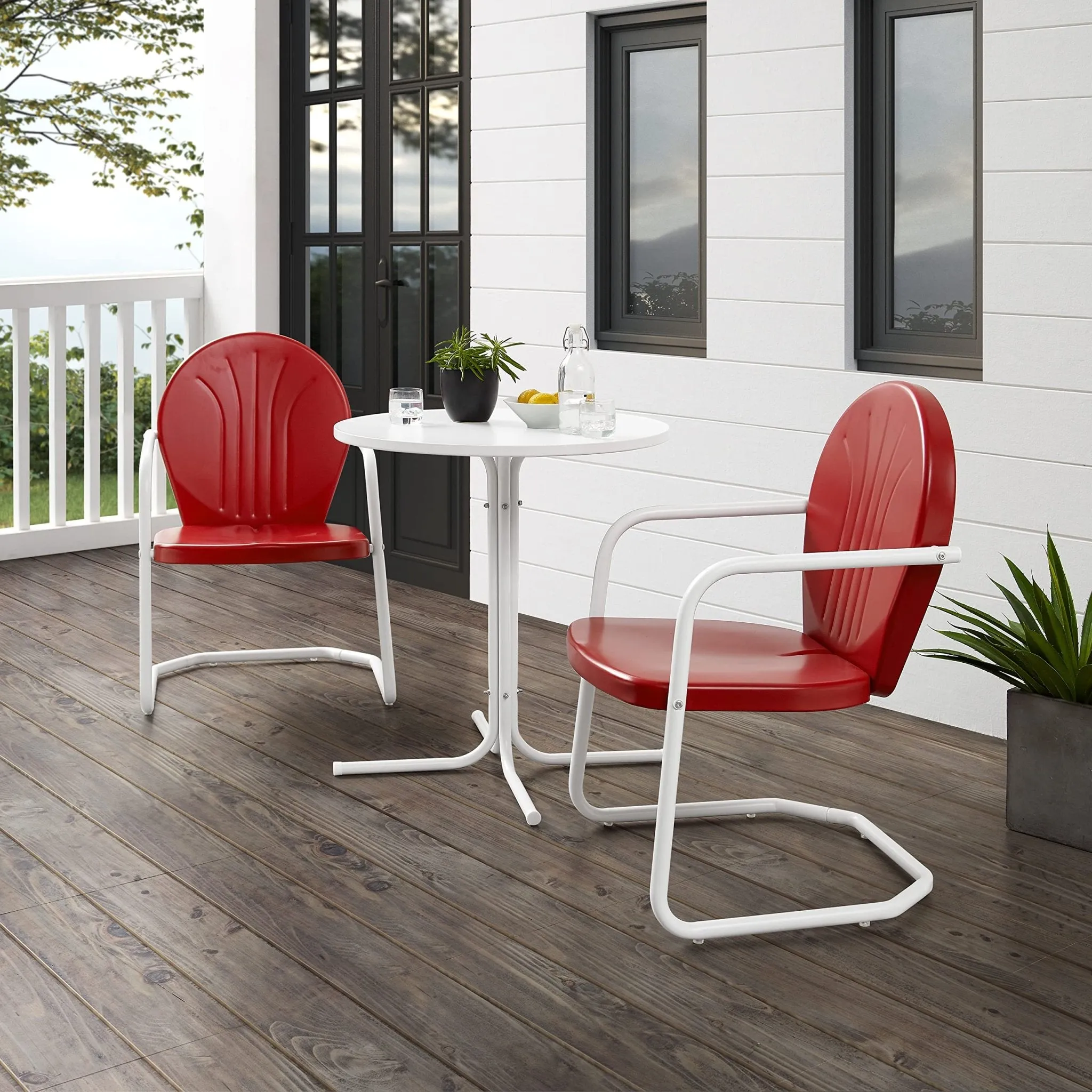 Crosley Furniture: Retro Metal Outdoor Bistro Set with Table and 2 Chairs