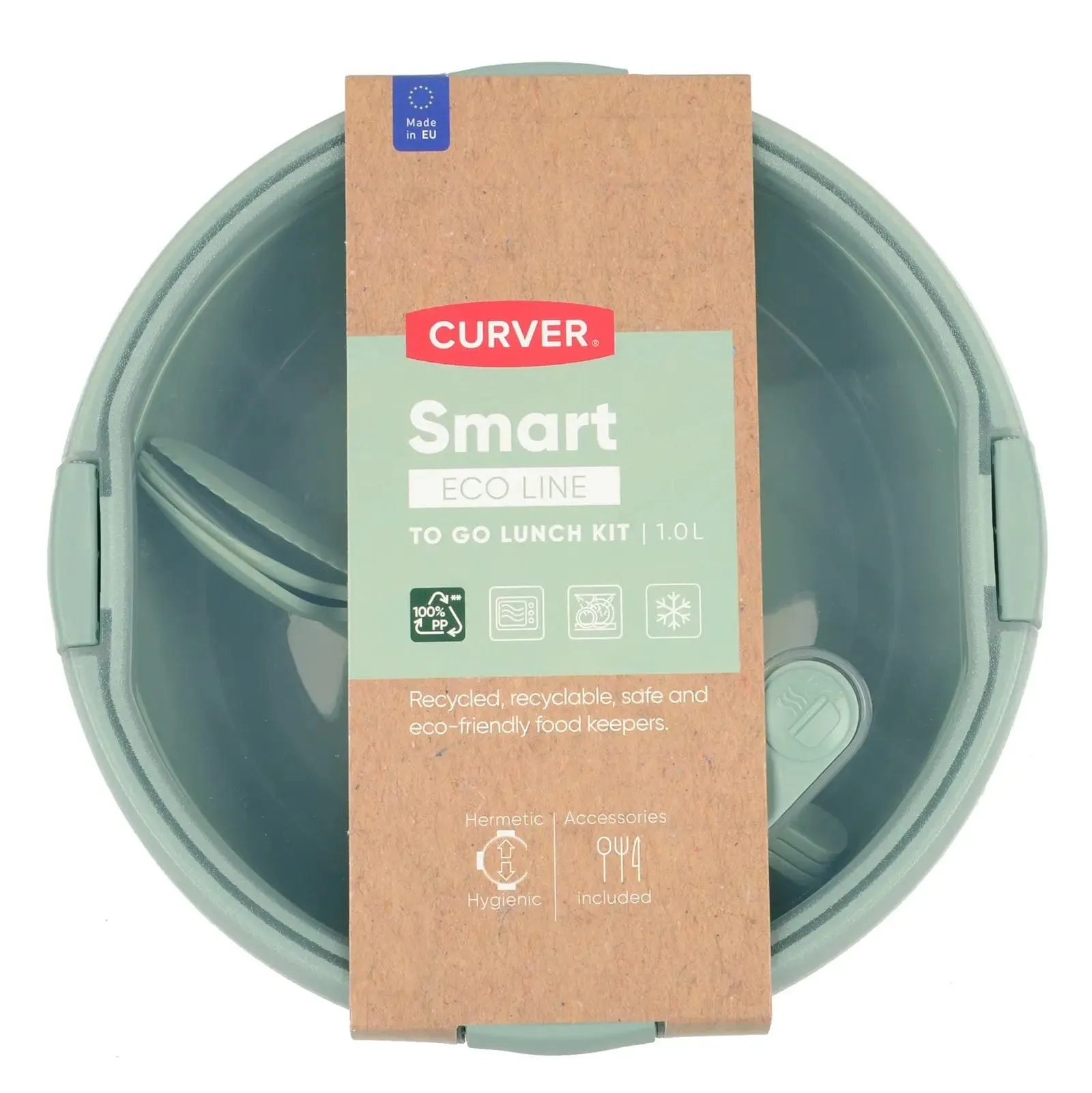 Curver Lunch to Go Kit With Cutlery Round Food Storage 1.0L