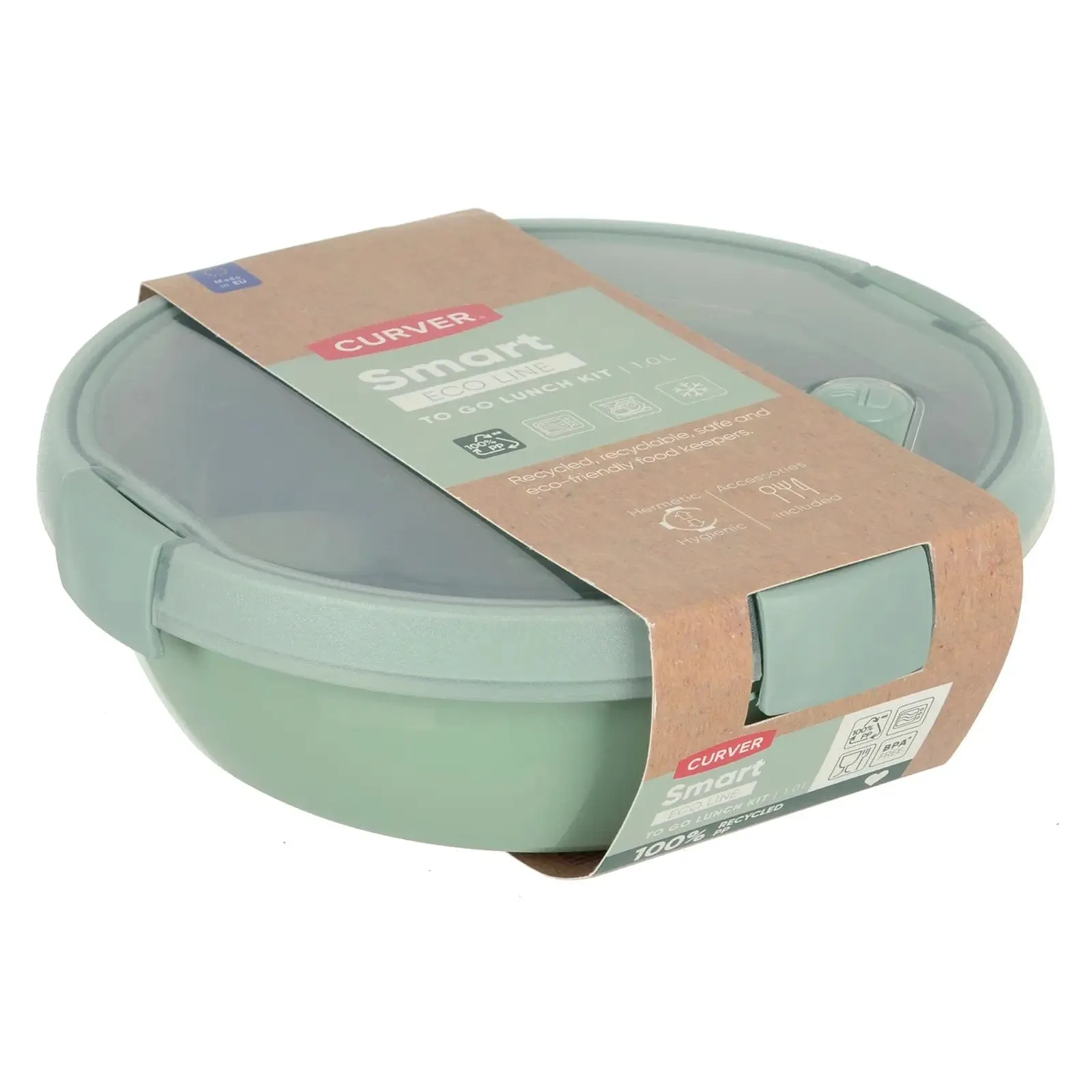 Curver Lunch to Go Kit With Cutlery Round Food Storage 1.0L