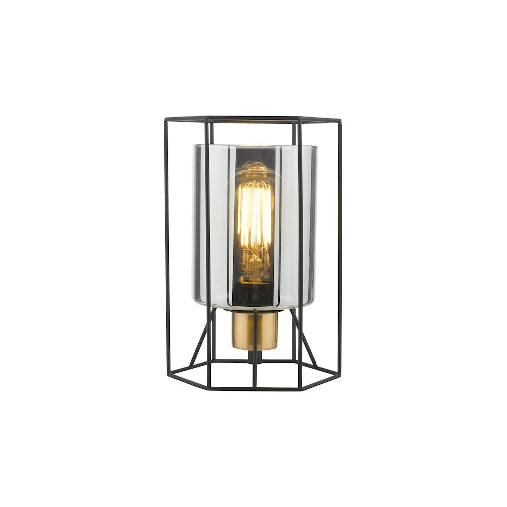 Dar TAT4222 | Tatum Table Lamp | Matt Black & Smoked Glass