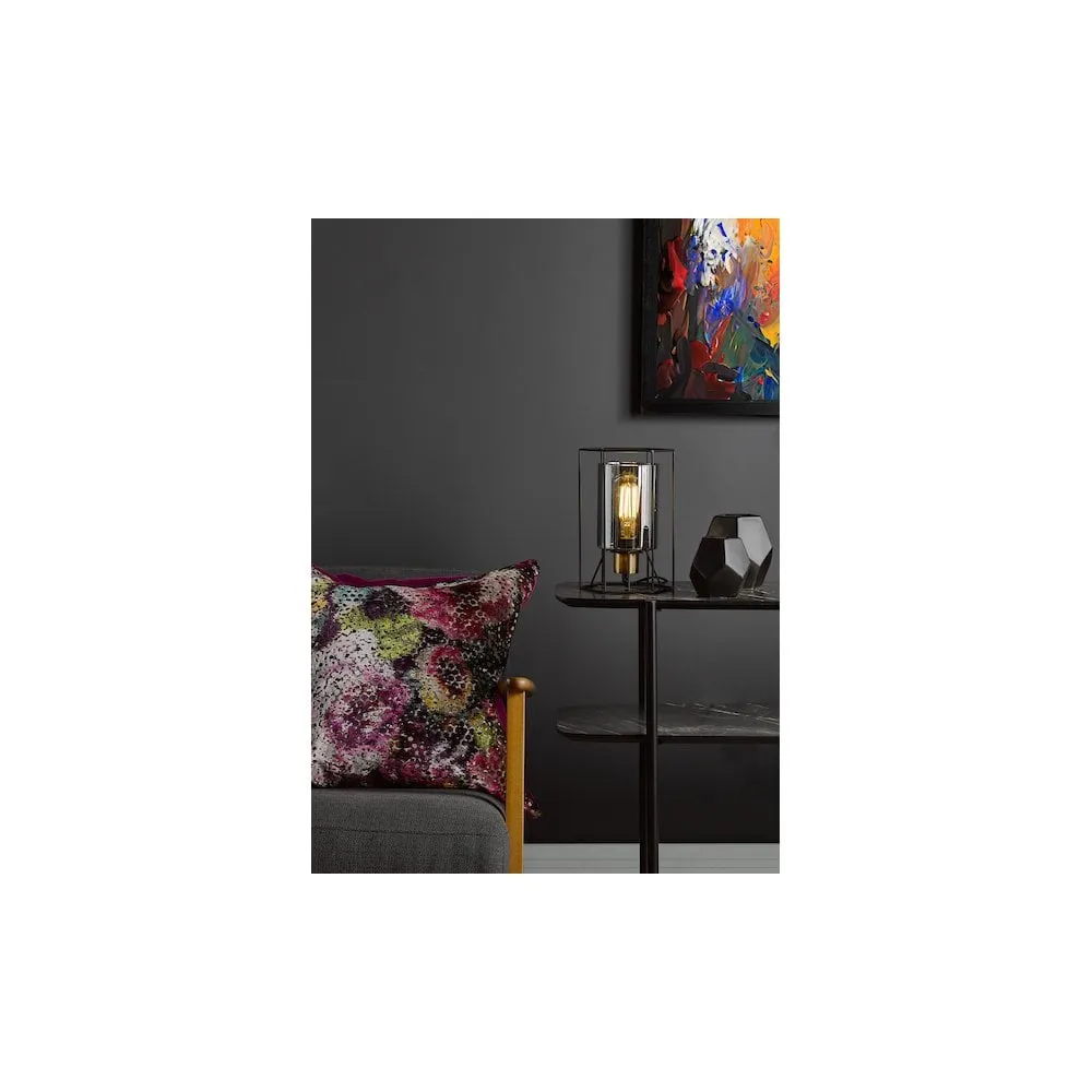 Dar TAT4222 | Tatum Table Lamp | Matt Black & Smoked Glass