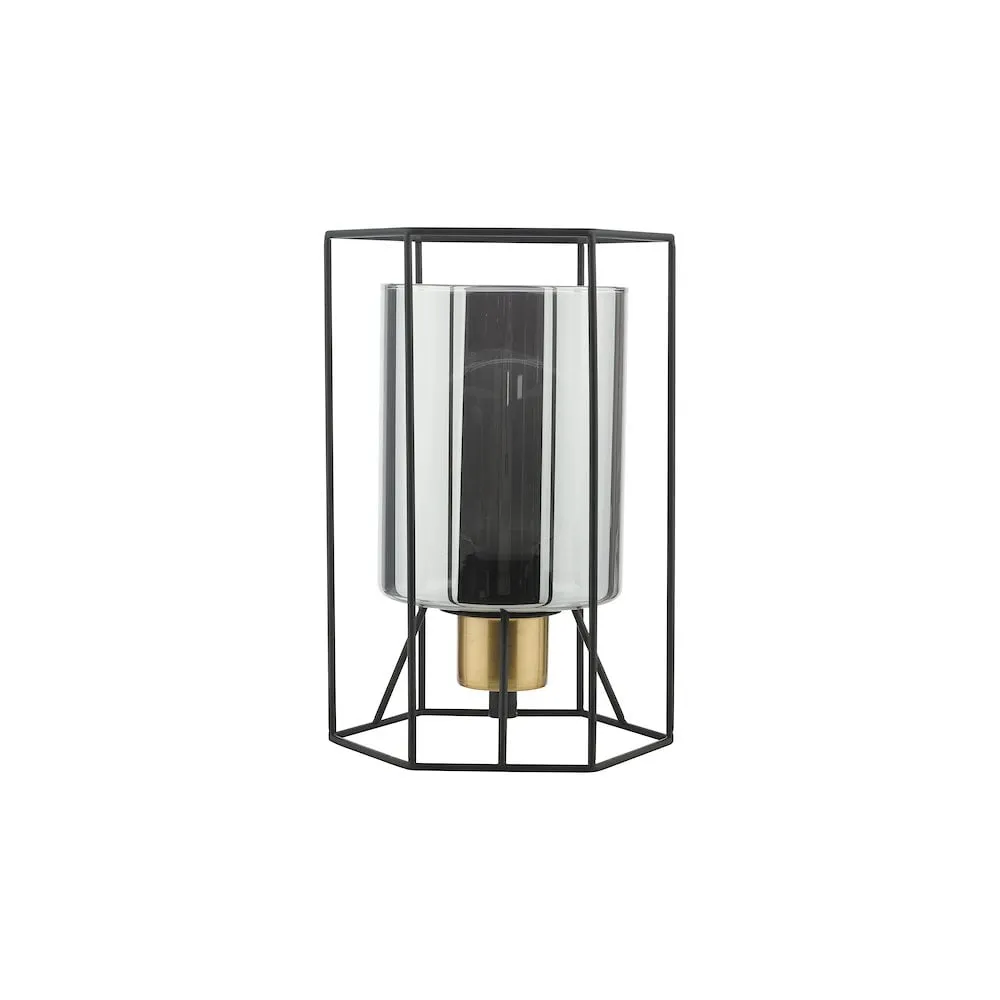 Dar TAT4222 | Tatum Table Lamp | Matt Black & Smoked Glass