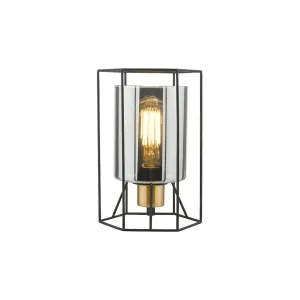 Dar TAT4222 | Tatum Table Lamp | Matt Black & Smoked Glass