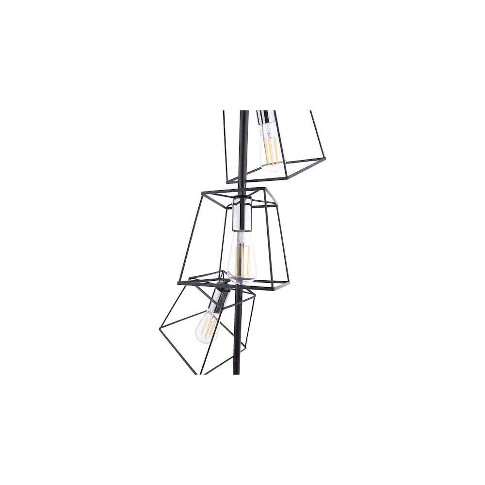 Dar TOW4950 | Tower Floor Lamp | 3-Light Matt Black & Chrome