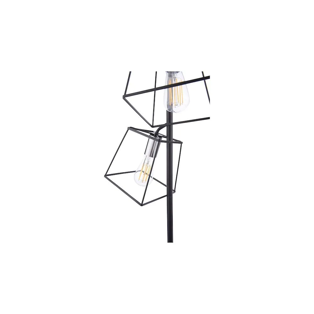 Dar TOW4950 | Tower Floor Lamp | 3-Light Matt Black & Chrome