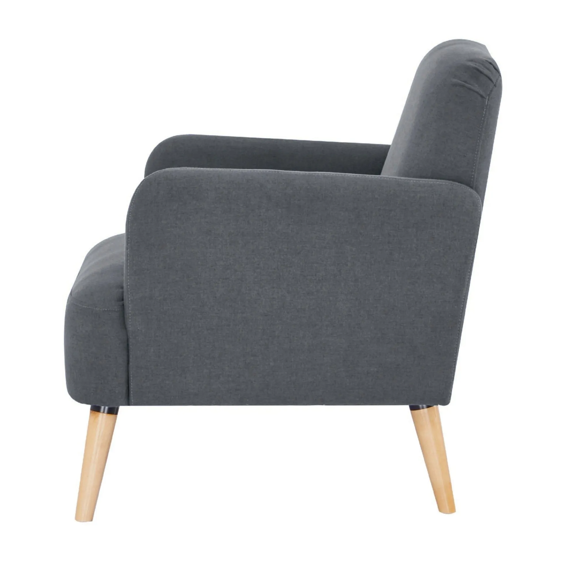 Dark Grey Arm Chair - Thick Foam, Solid Pine & 100% Polyester