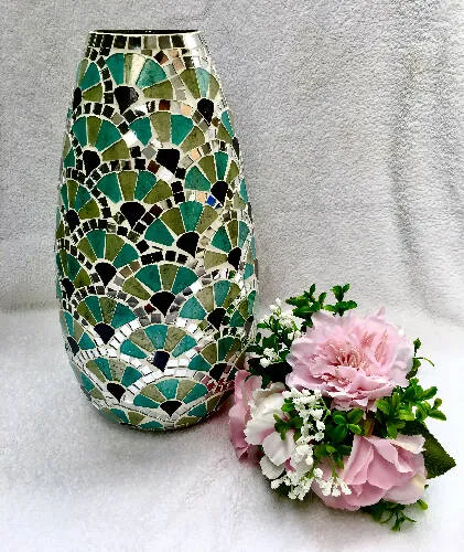 Decorshore Bella Palacio Collection Decorative Mosaic Vase - 18" X 6"