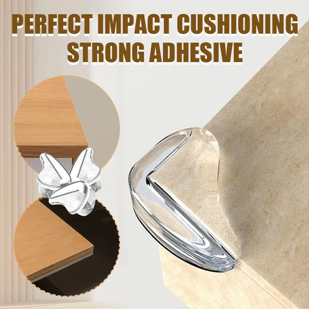 Ehnoge: Three-Shape Transparent Silicone Corner Protector - Strong Adhesive Baby Safety Guard