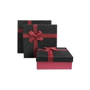 Elegant Burgundy/Black Gift Boxes - Set of 3