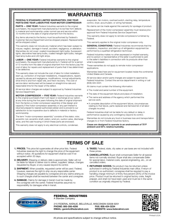 Federal Industries (ITDSS4826-B18)-Non-Refrigerated-(Sliding Doors on Front) 48" Self Service Case w/Straight Glass 120V