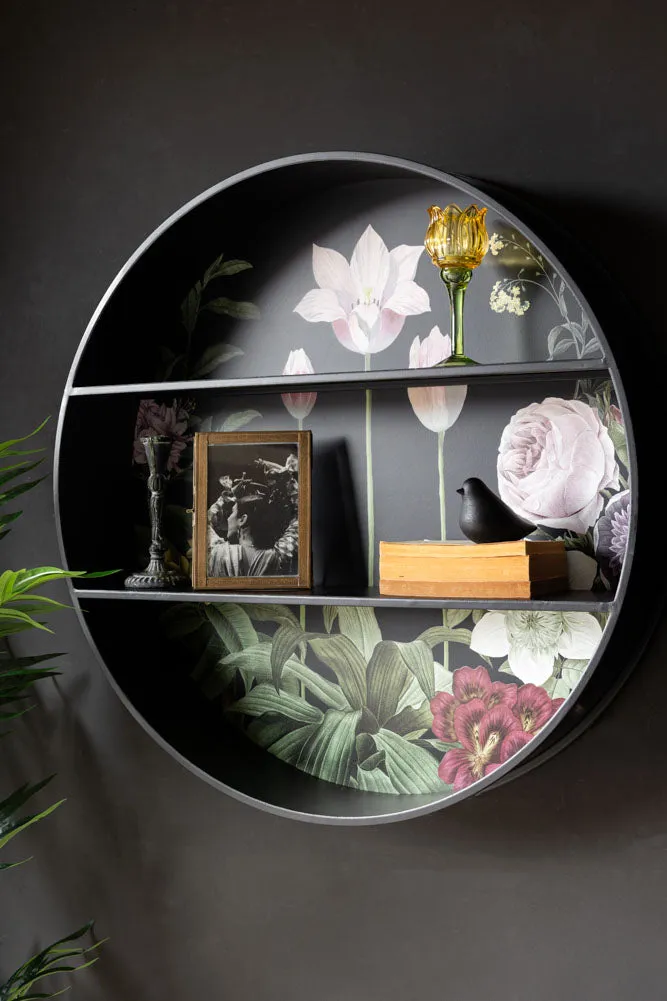 Floral & Black Metal Display Shelves