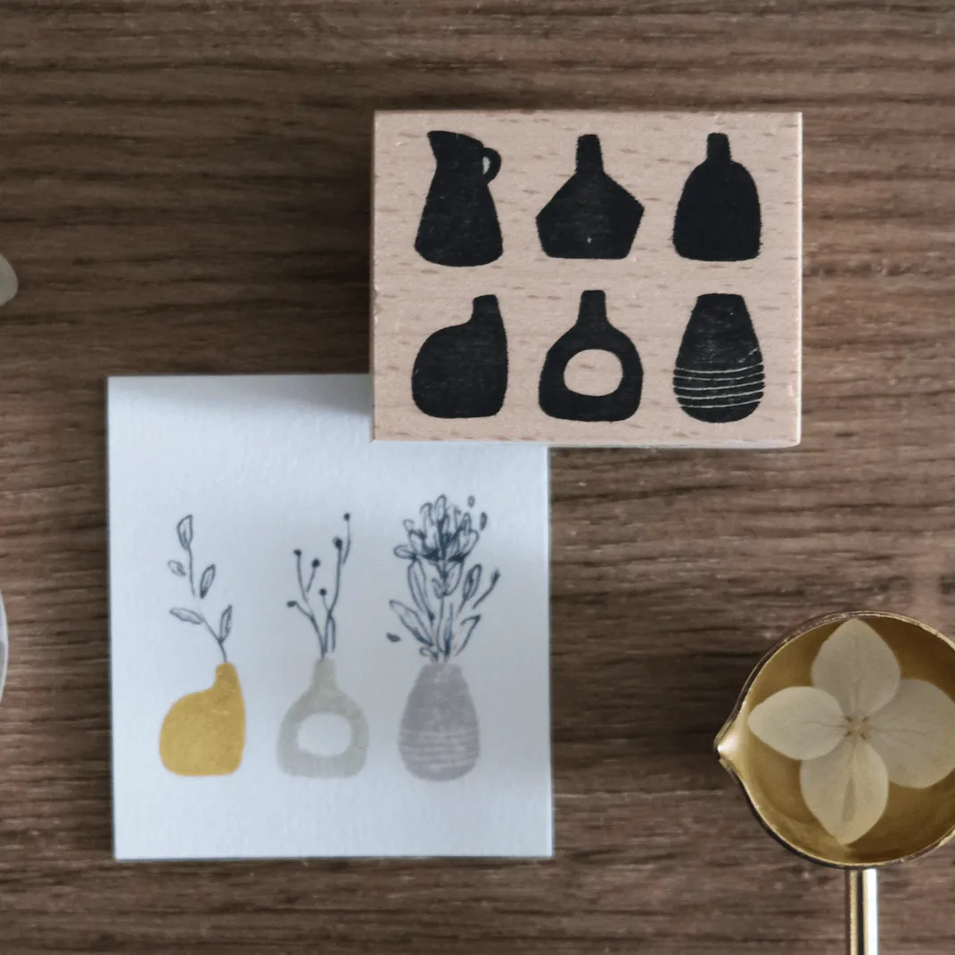 Flower Vases Rubber Stamp