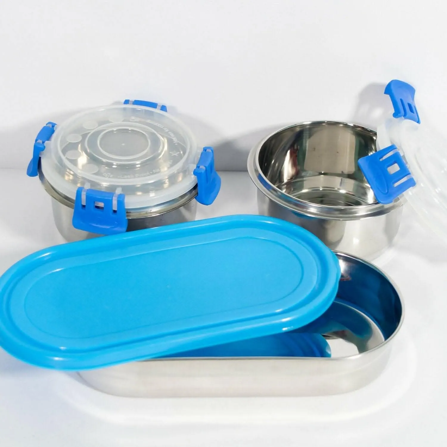 Fresh Lunch Container Smartlock Pack Of 3 With Oval Tray With Bag 500ml (400ml *2 )