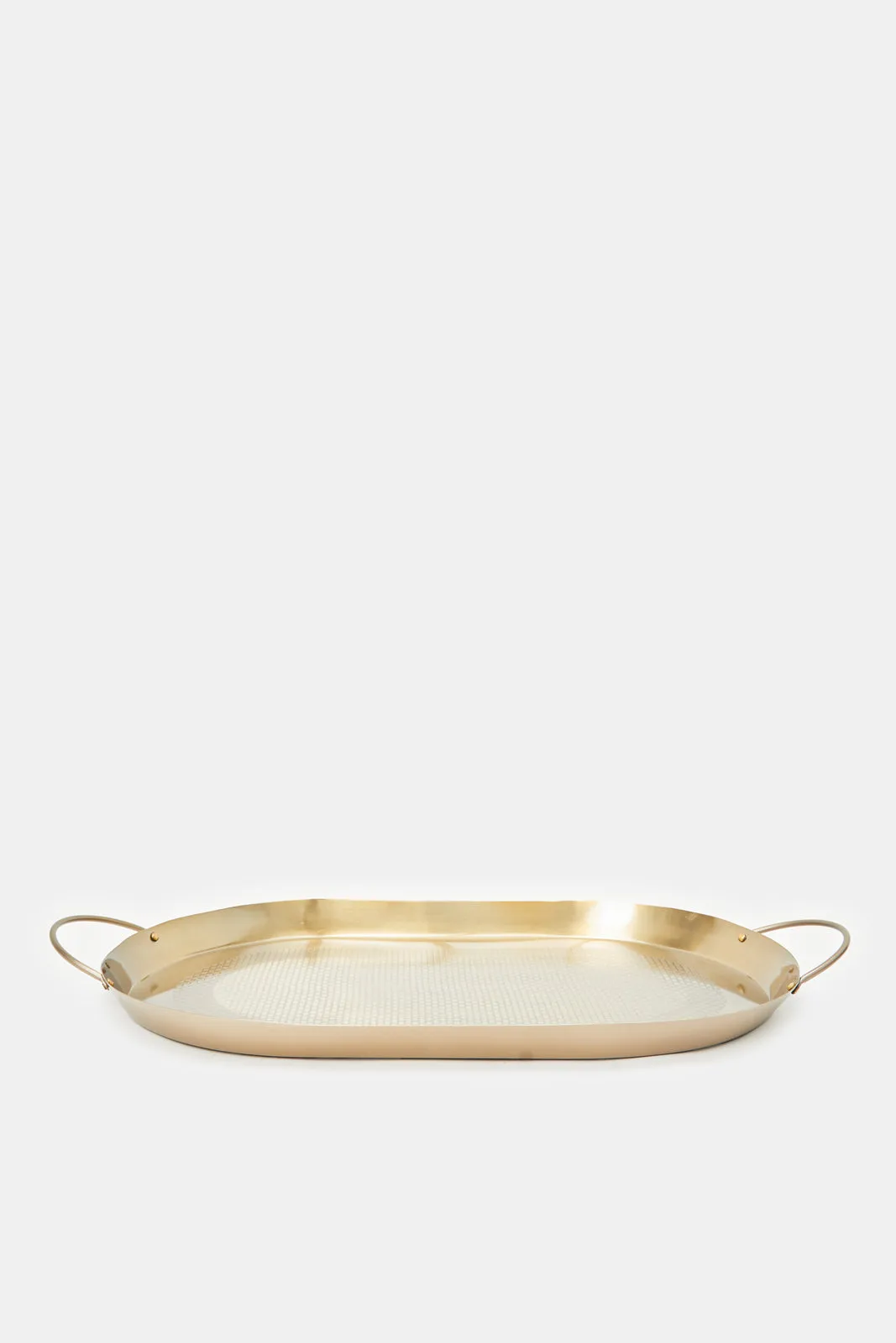 Gold Oval Metal Etched Tray