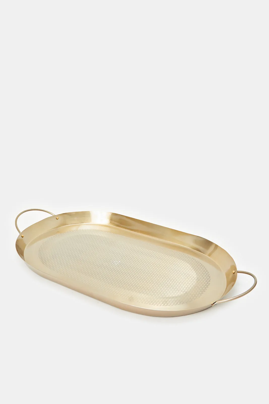 Gold Oval Metal Etched Tray