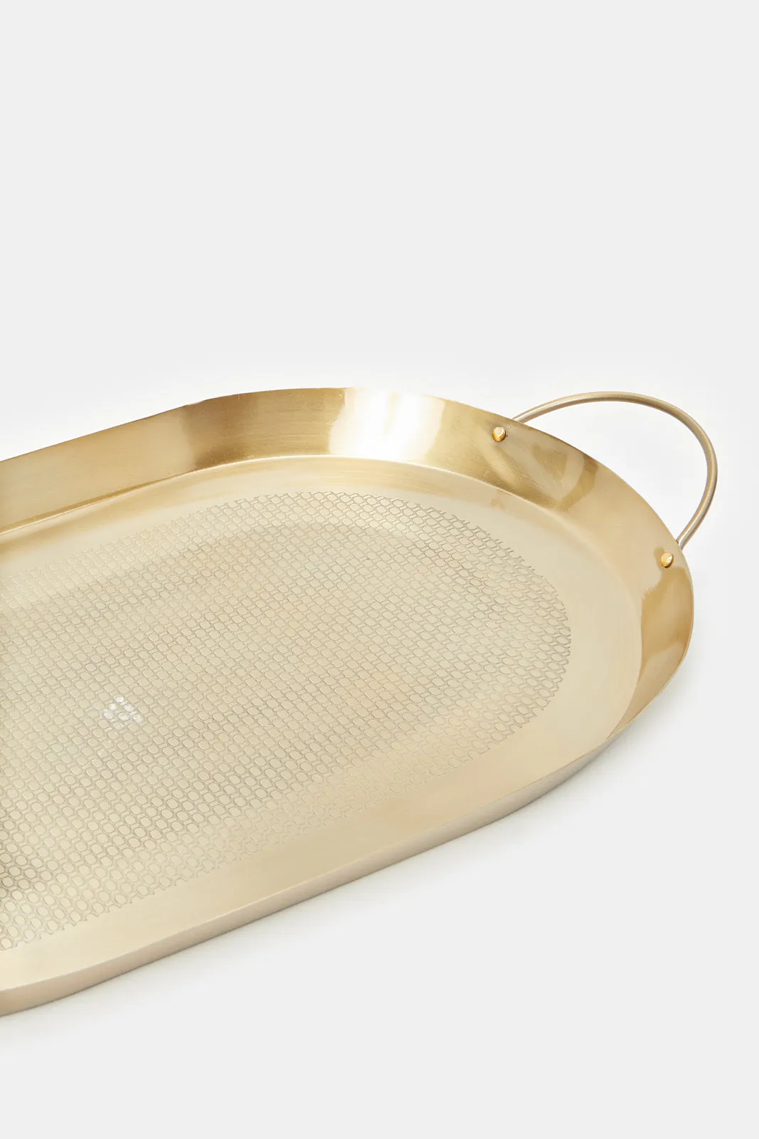 Gold Oval Metal Etched Tray